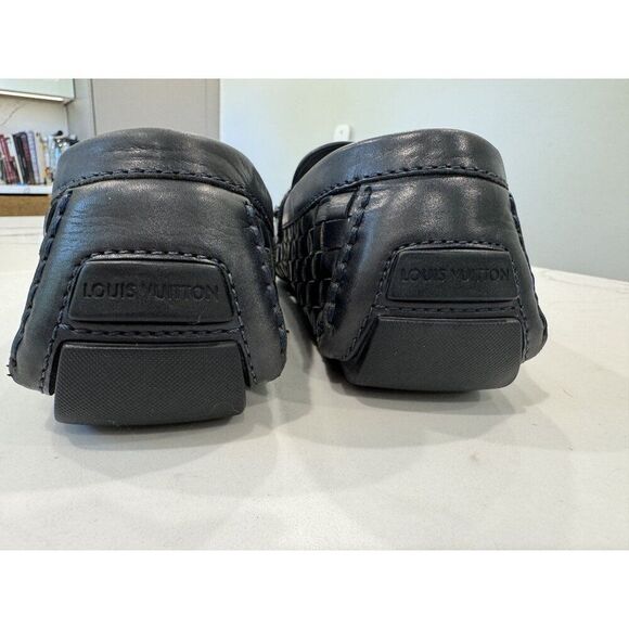 Louis Vuitton Monte Carlo Loafers in Woven Black Leather Size 10 - Picture 7 of 12